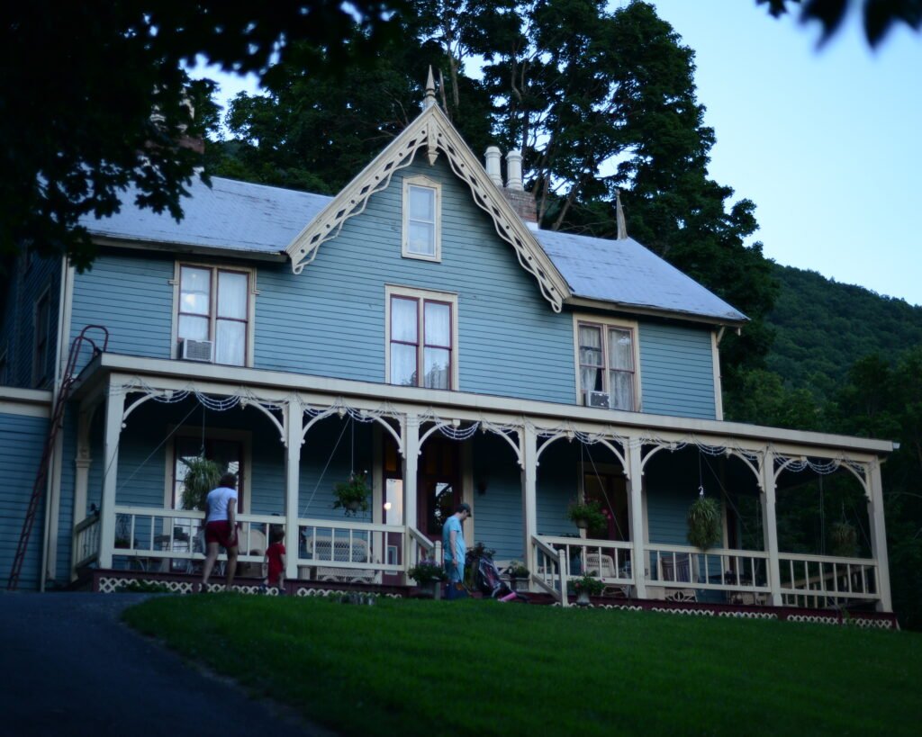 built structure with lawn foreground