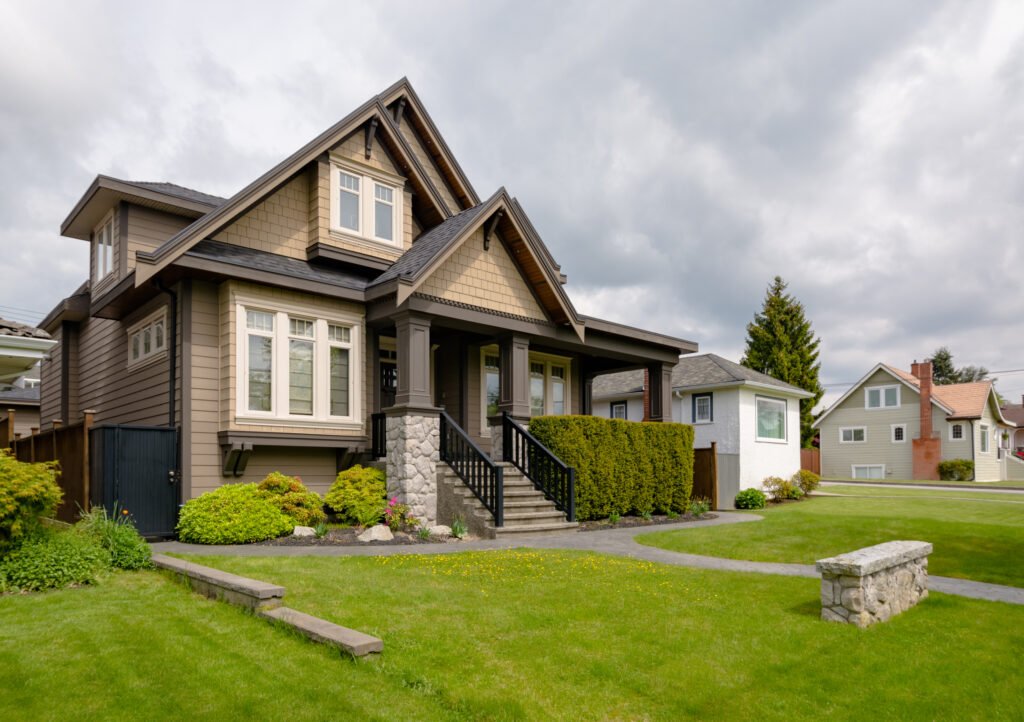 new residential house with concrete pathway front yard